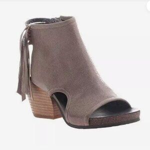 OTBT Free Spirit Open Toe Booties Fringe Suede Size *